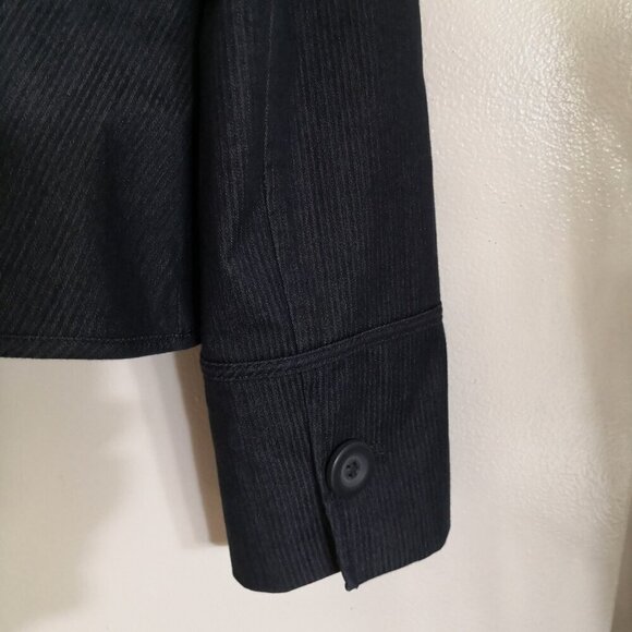 Like New LOFT Cotton Blend Pinstripe Peplum Blazer Black/Gray Size 10 - Picture 6 of 6